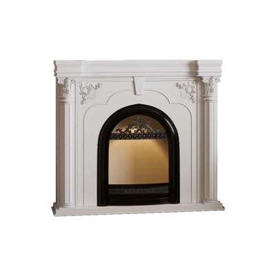 White Manufactured Wood Electric Fireplace