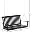 Balancelle à 2 porches, chaise de patio suspendue noire avec capacité de poids de 440 lb, fabrication à lattes pour une détente confortable dans la cour arrière