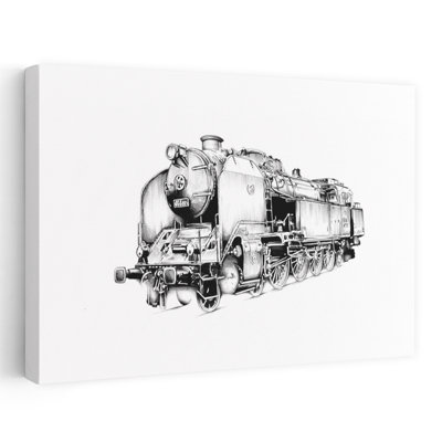 «Vintage Steam Locomotive Classic Industrial Retro Architecture», reproduction d'art murale