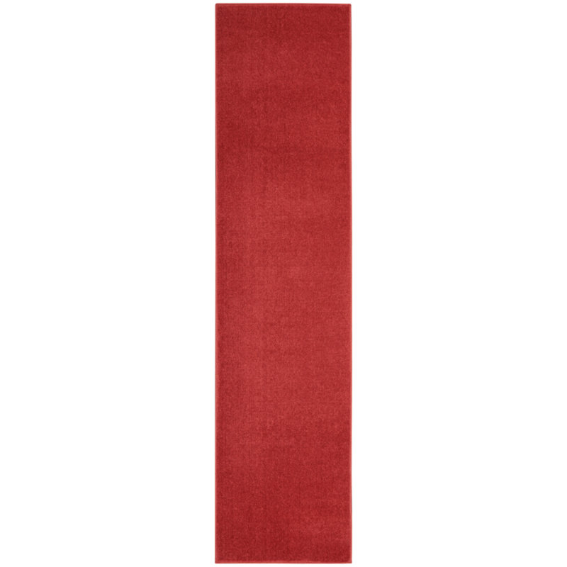 Mullican Sandy Solid Red Easy Care Indoor/Outdoor Area Rug, Runner 2'2" x 14'