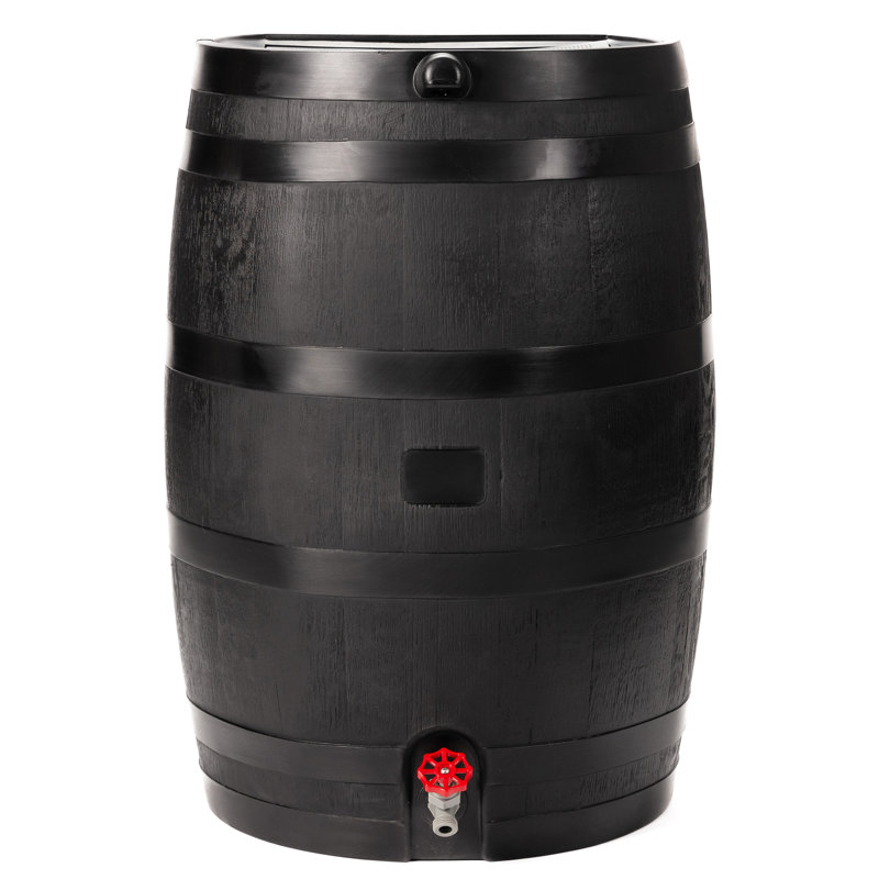 RTS Home Accents 50 Gallon Eco Rain Barrel, Black, Plastic