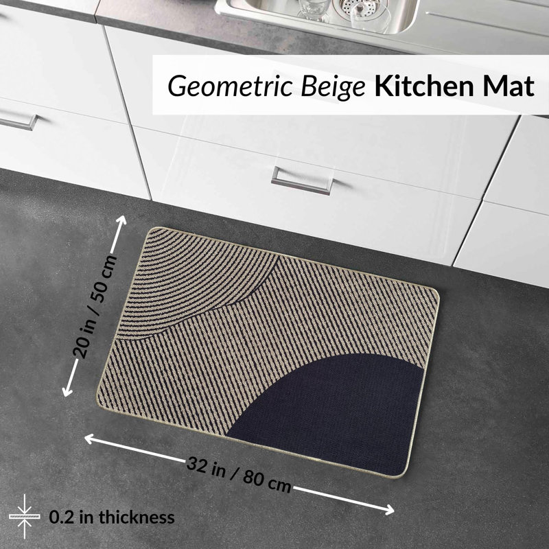 Geometric Kitchen Runner Rug, 32” H x 20” W, Beige