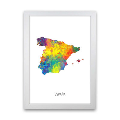 Espana Watercolour Map by Michael Tompsett - Print