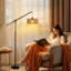Aarzo 68" Bohemian Rattan Arched/Arc Floor Lamp with Foot Switch and Adjustable Arm-738658505