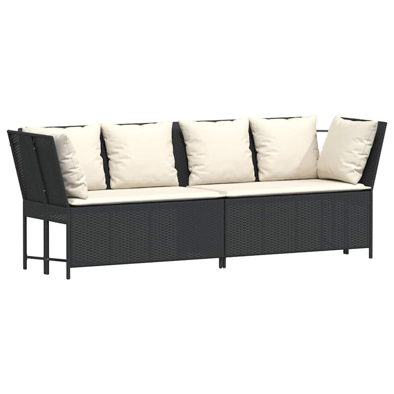  Canapé de patio avec coussins en rotin de polyester brun, Blanc, crème, Noir, noir, noir, noir