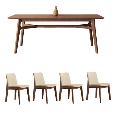 Ensemble de table de salle à manger simple en bois de frêne massif