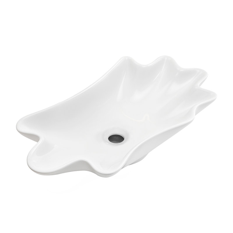 Lavabo vasque de salle de bain en forme de coquille de meuble-lavabo sur comptoir 24 po x 13 po blanc sans Darin