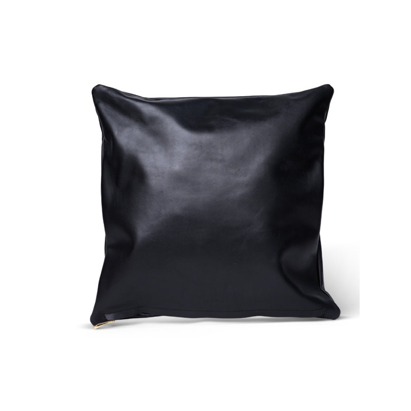 Housse de coussin en cuir Aden, Noir