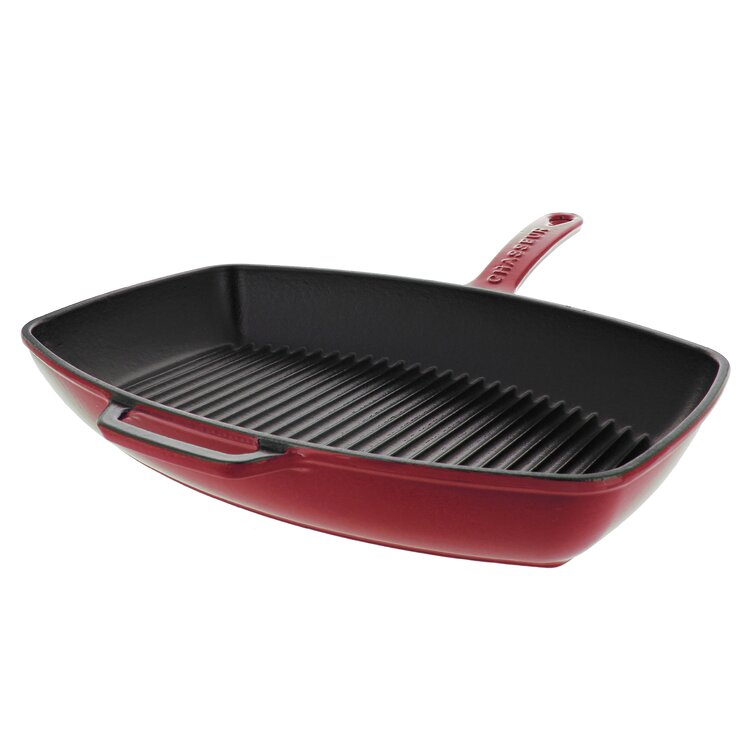 MasterPan Stovetop Oven Grill Pan with Heat-in Steam-Out Lid, Red, 12