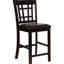 Ensemble de salle à manger avec table ronde extensible, tabourets noirs et piètement central, rangements ouverts et fermés, forme ovale, finition soignée, pour une utilisation pratique.