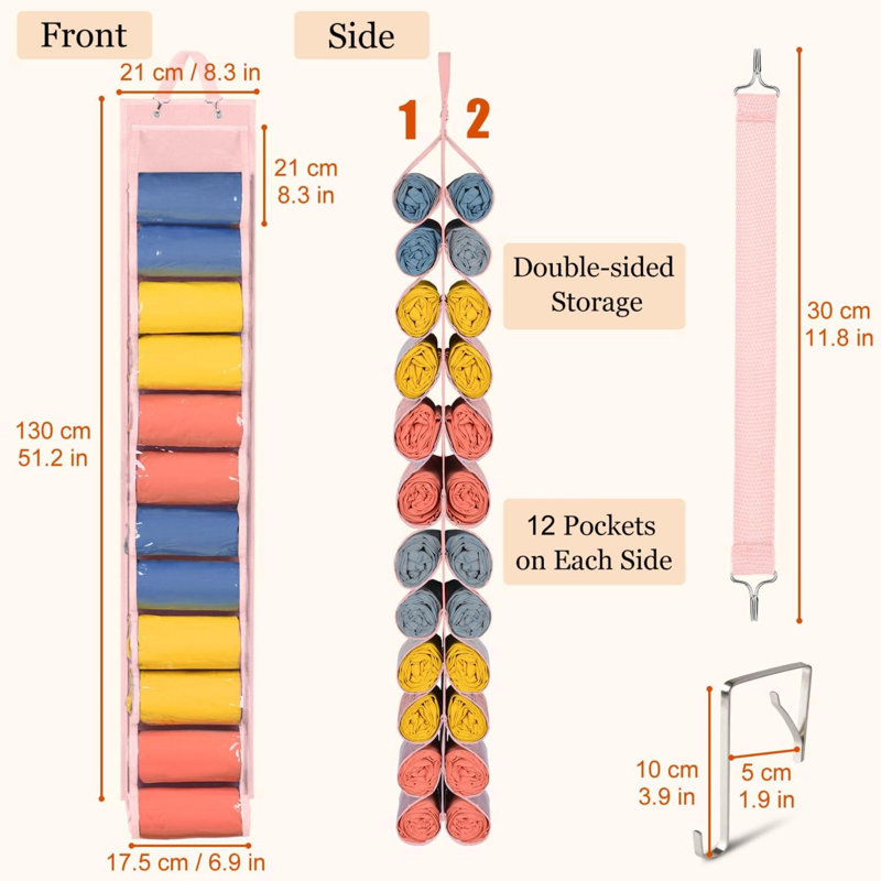 Wall Organizer with Wall Baskets, Pink