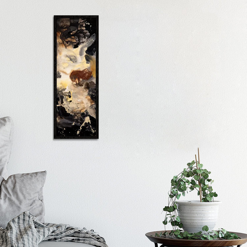 Starry Night Panel II 1 Piece Panoramic Wall Art on Canvas, 30.48 cm H x 91.44 cm W, Black Framed