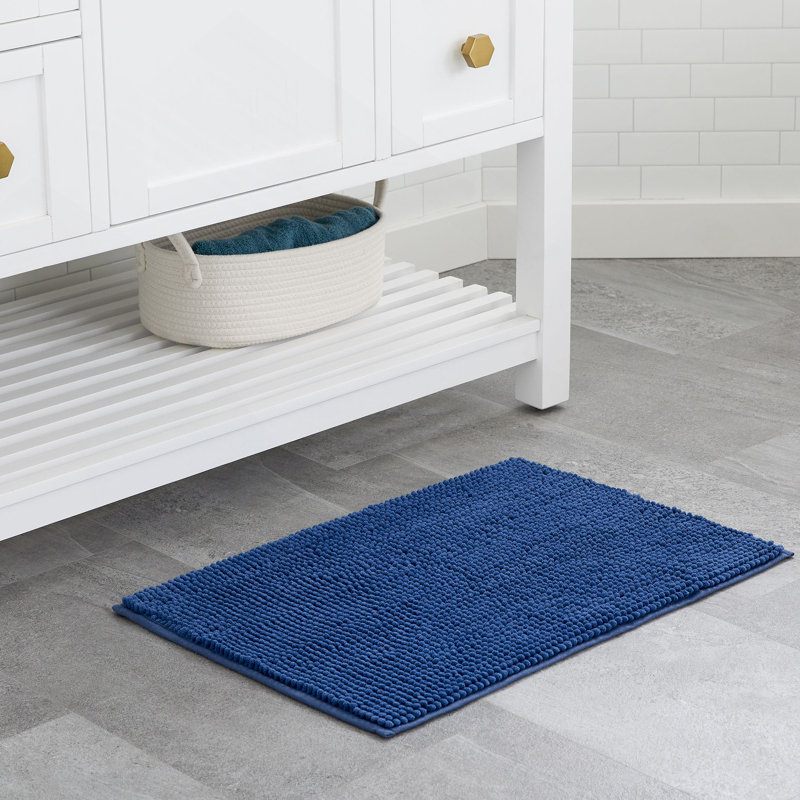 Tapis de bain en chenille Linenspa, 17 x 48, bleu marine, Simple - L 48 po x l 17 po, Marine