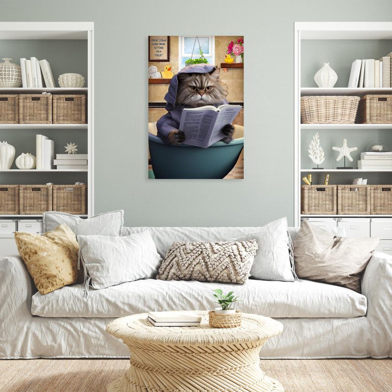 " Cat Sitting On A Toilet ", H 20 po x l 16 po x P 1,25 po