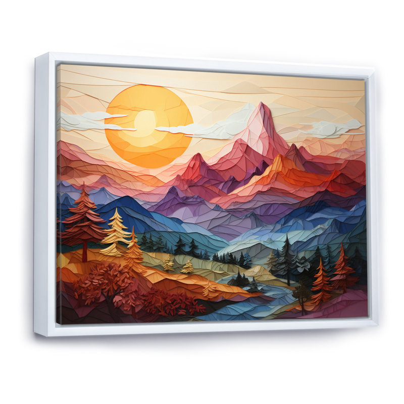 " Colourful Mountains Sharp Peaks II ", Cadre flottant blanc, H 12 po x l 20 po x P 1 po