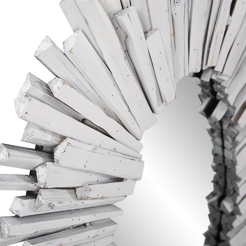 Audie Solid Wood Round Mirror