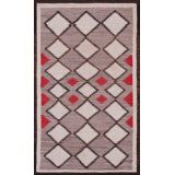 Attractive Grey Field with Smaller Red Lozenges & Triangles American Navajo Rug