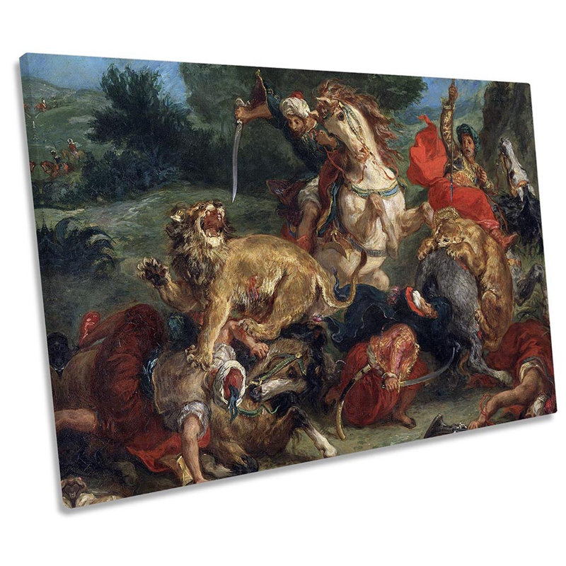 Eugene Delacroix Lion Hunt - Wrapped Canvas Print, 40.6cm H x 61cm W x 2cm D