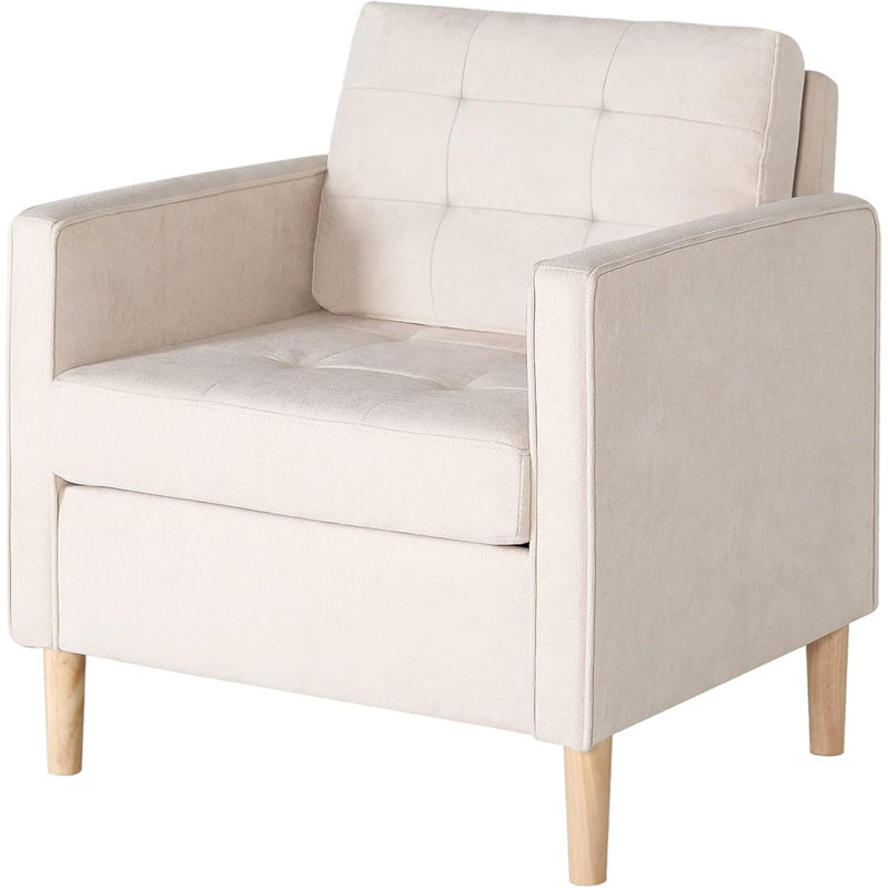 28.7"W Tufted Comfortable Accent Arm Chair, Beige