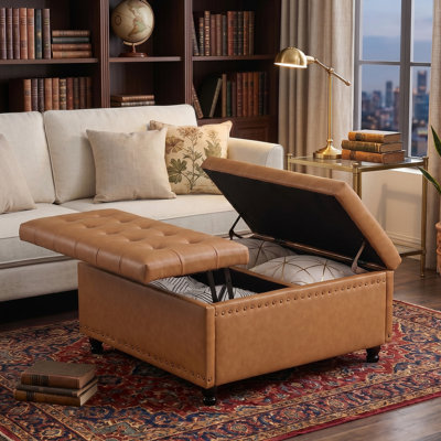 Delmontez 35.5'' Upholstered Storage Square Ottoman