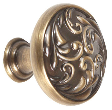 Poignée champignon ornée, H 1 po x l 1,25 po x P 1,25 po, Antique English