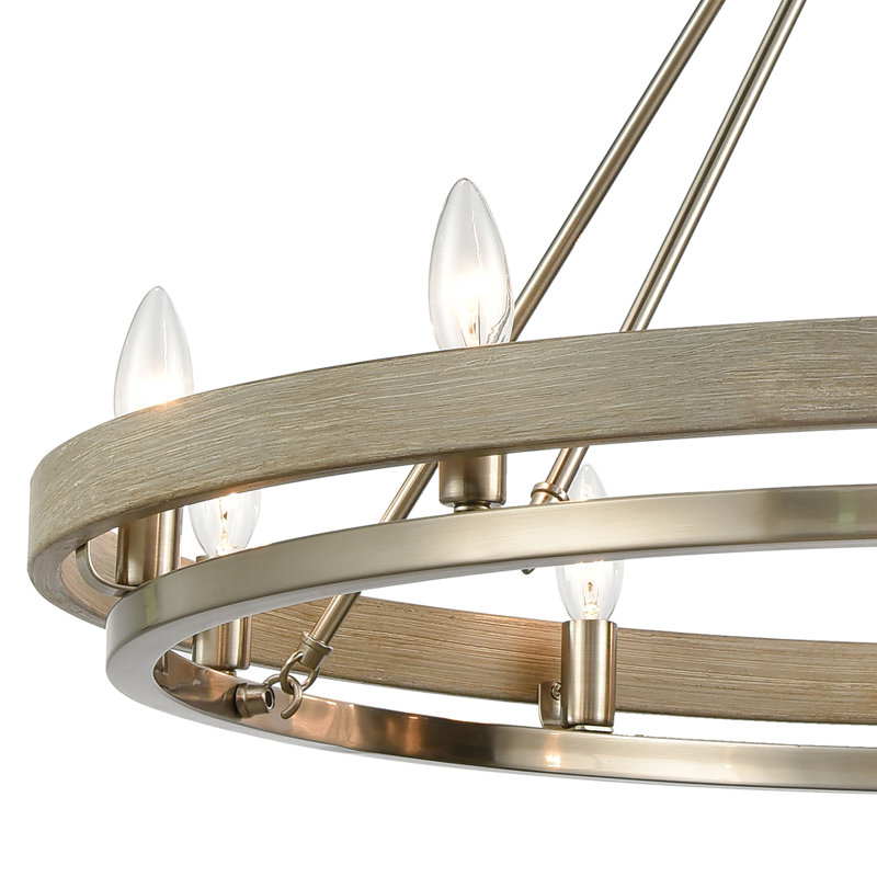Lustre à 10 lumières de 34 po de large Danet - nickel satiné