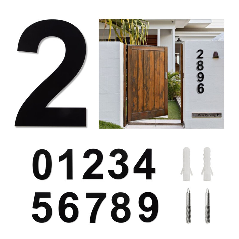 8-Inch Black Stainless Steel Floating House Number Sign