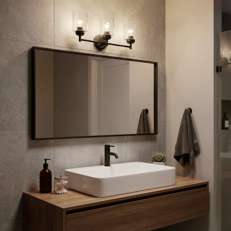 Éclairage pour meuble-lavabo à 3 lumières Winslow, Noir satiné