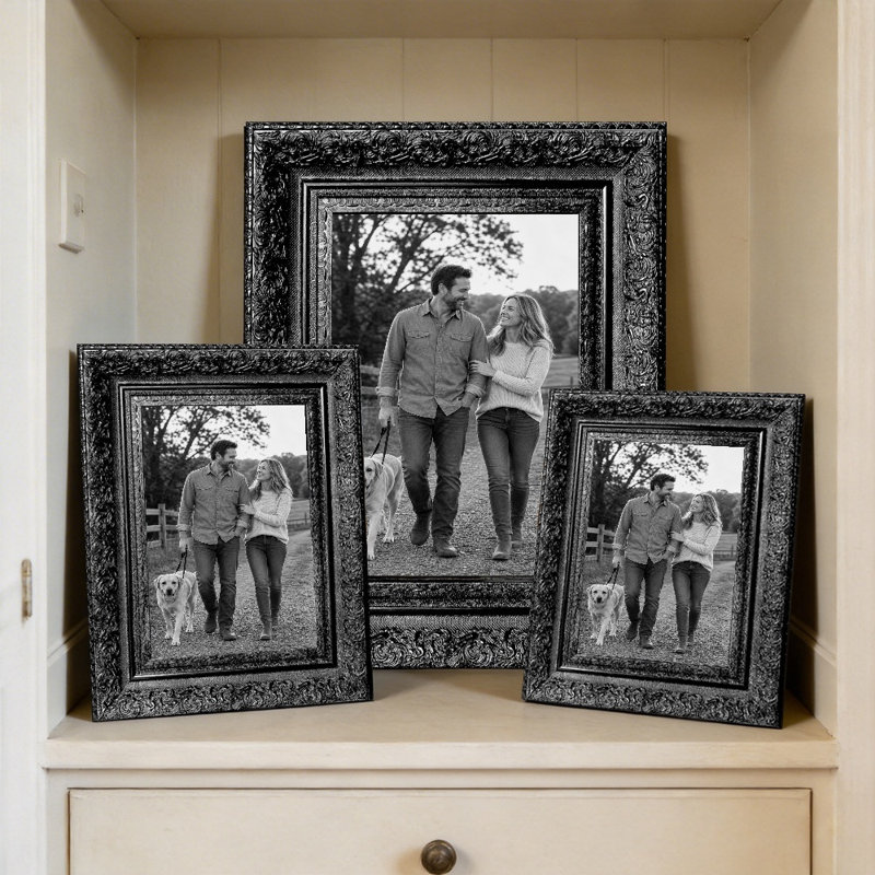 11" x 14" Black 3 PCS Refined Picture Frame for Anniversary Gifts, Black, 3, 11" W x 14" H
