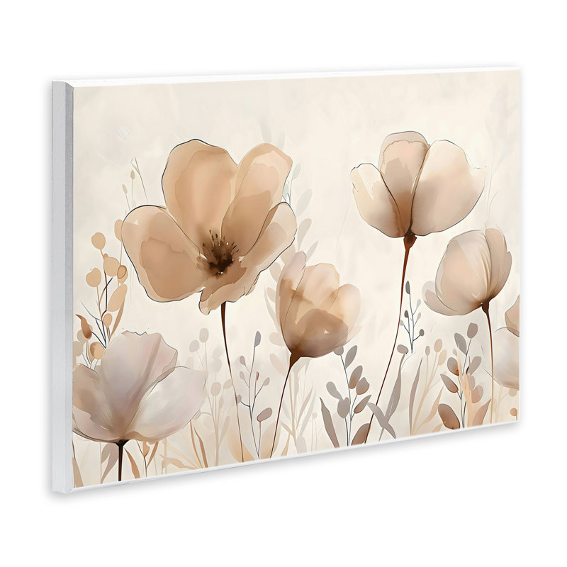 «Neutral Wildflowers Floral Blossoms», plaque murale par Creative Studio, H 10 po x l 15 po