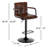 Kyle 21" wide Square Seat Swivel Adjustable Height Tufted Mid Back Bar Height Bar Stool-1719163509
