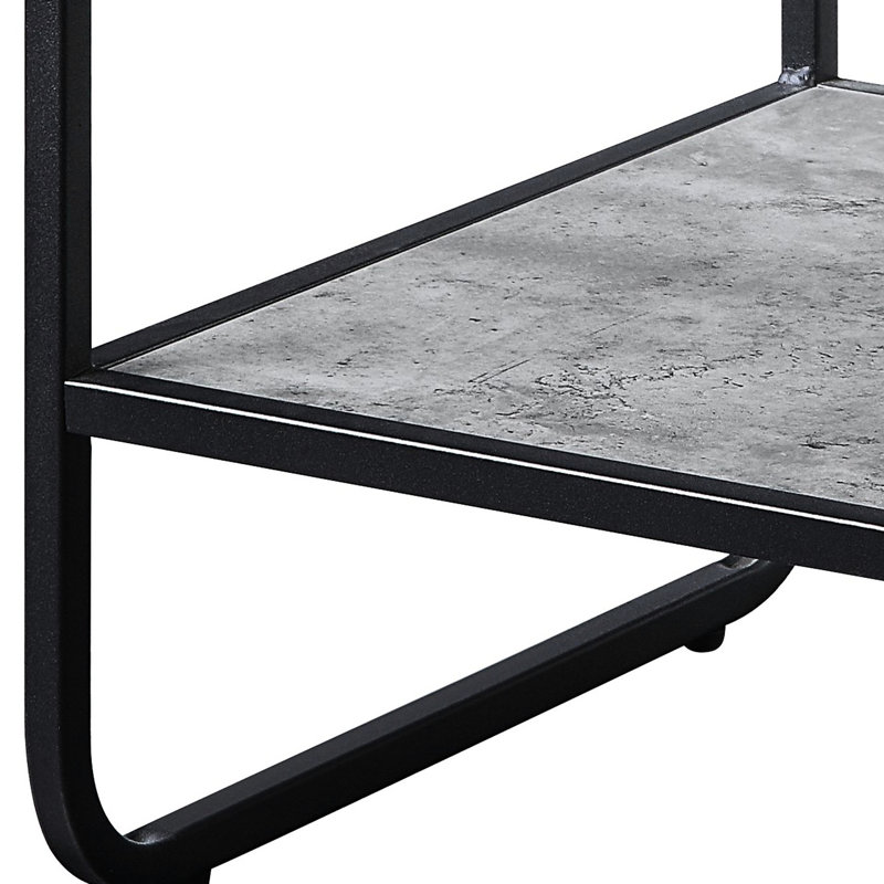 Table de bout en béton gris et noir avec des espaces de rangement modernes et supplémentaires