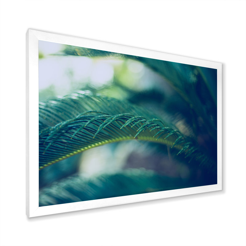 Feuilles de palmier tropicales, vert naturel - Peinture sur toile, H 12 po x l 20 po, Toile blanche avec cadre d'angle fermé