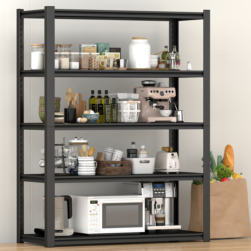 Tablettes de rangement en acier de 83,86 po, support réglable robuste à 5 couches, étagère de garage imperméable et résistante à l’humidité pour le rangement de garde-manger industriel