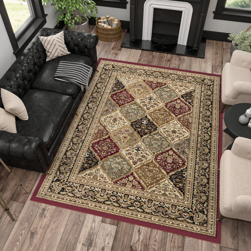 Tapis oriental rouge / beige Clarence, Rectangle 7 pi 10 po x 10 pi 3 po