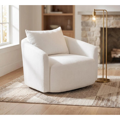 Fauteuil pivotant surdimensionné en boucle de 101,6 cm (40 po), grand fauteuil rembourré pivotant pour salon, chambre ou appartement, montage facile