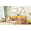 Lit simple avec lumière DEL, lit maison en bois avec bibliothèque de rangement, lit maison au sol avec garde-corps-1433274596