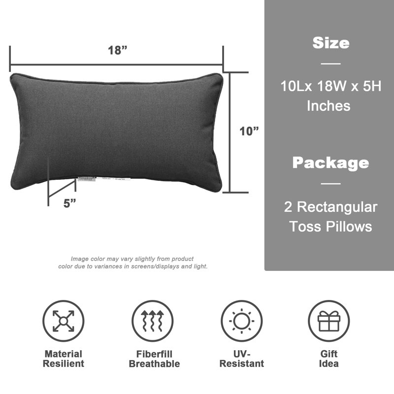  Outdoor Rectangular Pillow Cover and Insert, Gray