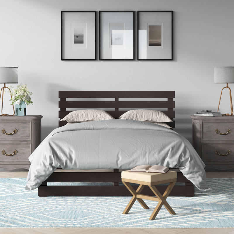 Lit plateforme Jaqson, Gris, Grand