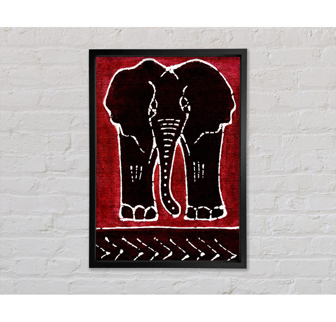 Aborigine Roter Elefant - Einzelner Bilderrahmen Kunstdrucke auf Leinwand