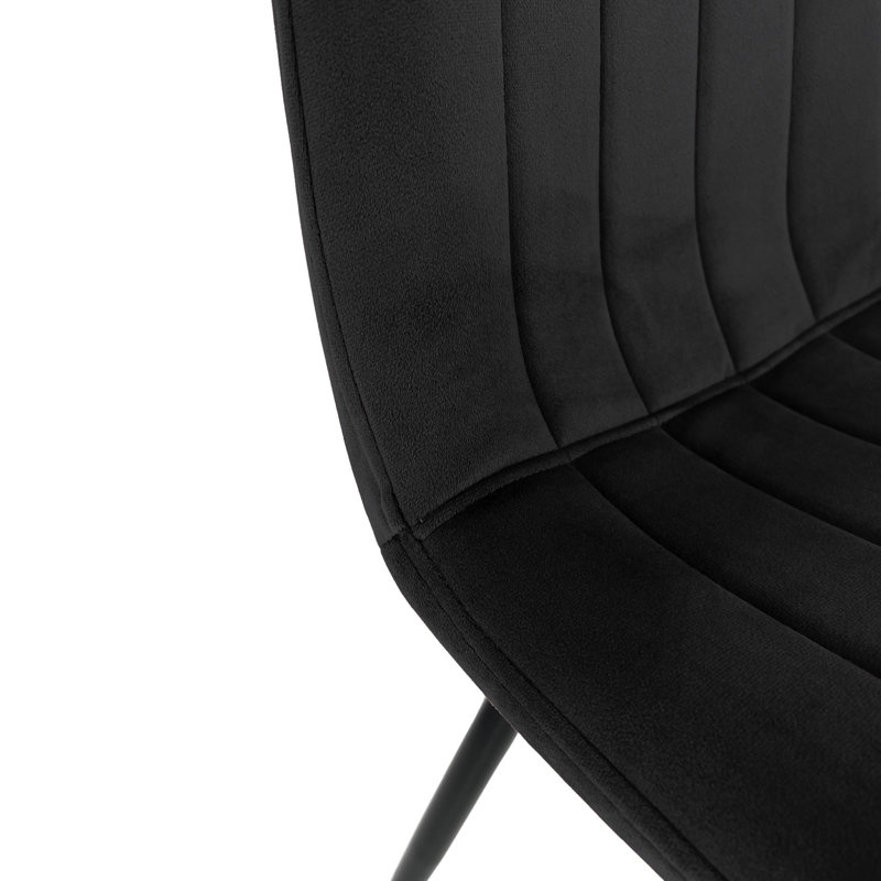 Garrettsville 47cm H Tufted Velvet Upholstered Upholstered Back Side Chair in Black