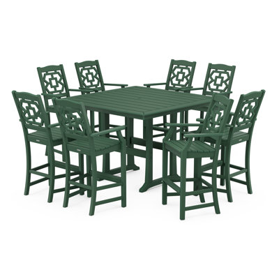 Ensemble repas pour 8 personnes avec table carrée Chinoiserie