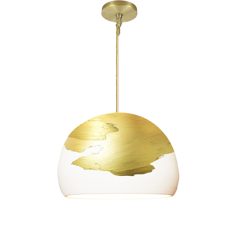 Luminaire suspendu en dome à 1 lumière, Cordon tressé en laiton, Blanc, bronze