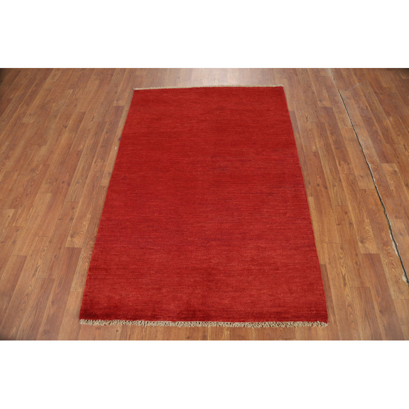 Tapis contemporain contemporain rouge Gabbeh