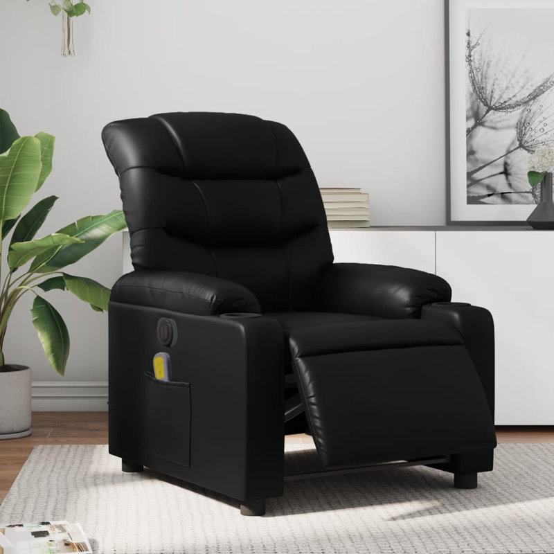Fauteuil de massage en faux cuir, Similicuir noir, Power