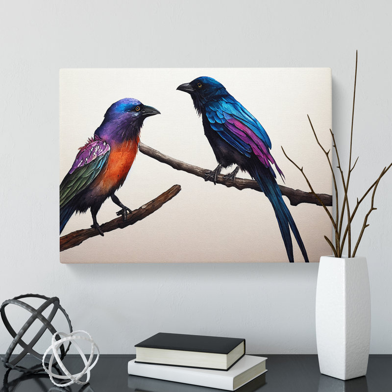 Crow Bird Watercolour Vol.3 - Wrapped Canvas, 35cm H x 50cm W x 3cm D