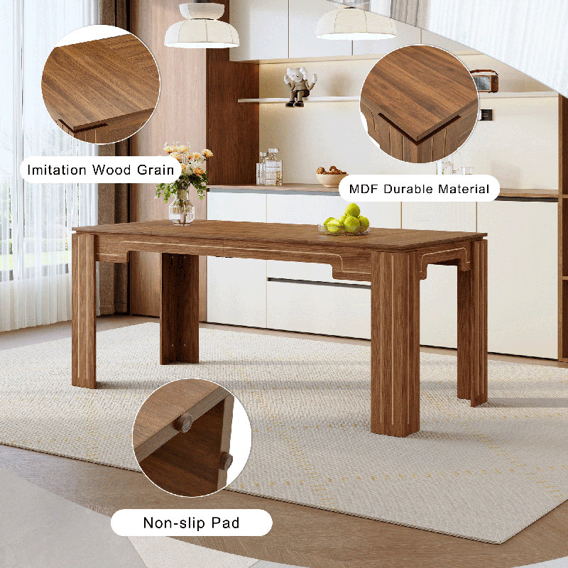 Table de salle à manger 71 po., Bois manufacturé, Brun