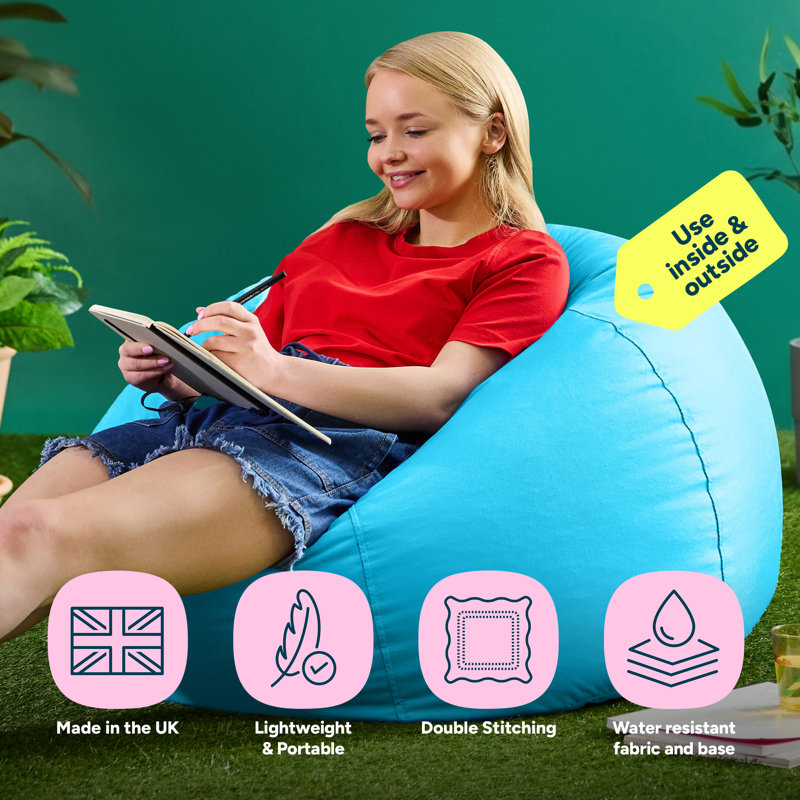 Teen Classic Water-Resistant Bean Bag Chair, Aqua