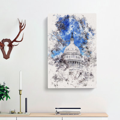 Capitol Hill & Cherry Blossom Tree - Wrapped Canvas