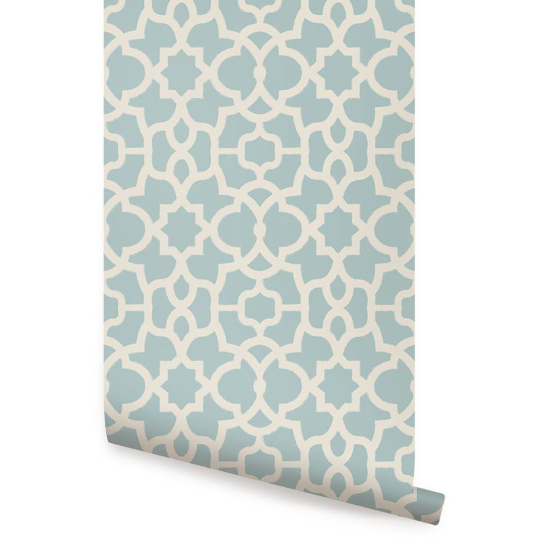 Panneau de papier peint adhésif à motif de treillis Tollette, Bleu sombre, L 2 pi x H 18 pi